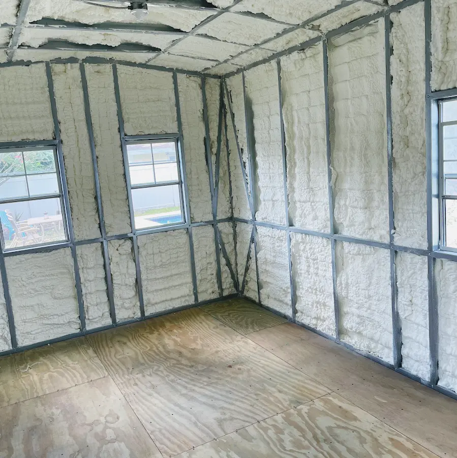 Closed-cell spray foam insulation applied to wall cavities in a residential project in Heber Springs
